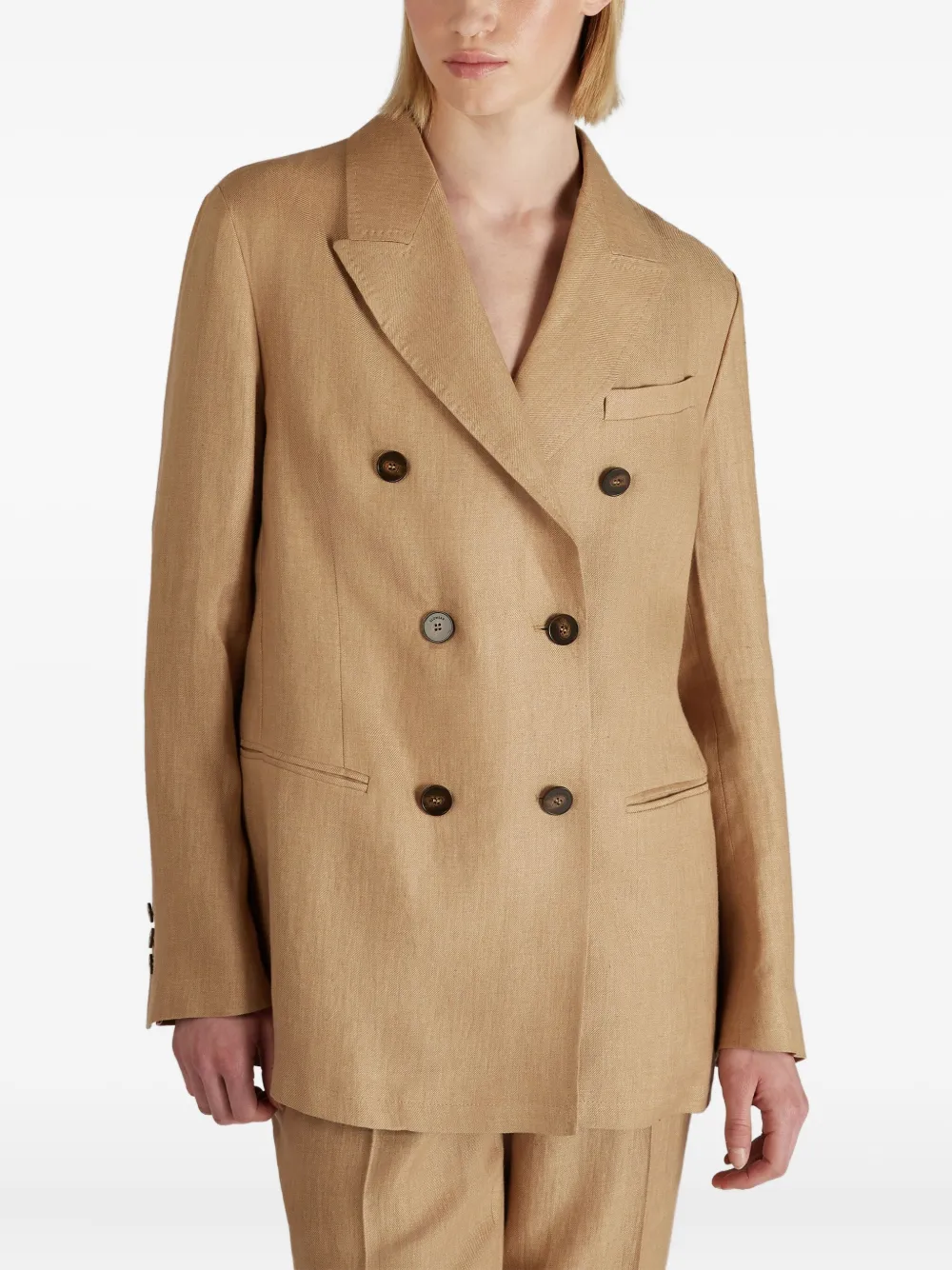 Montedoro Double-breasted Linen Blazer In Neutral