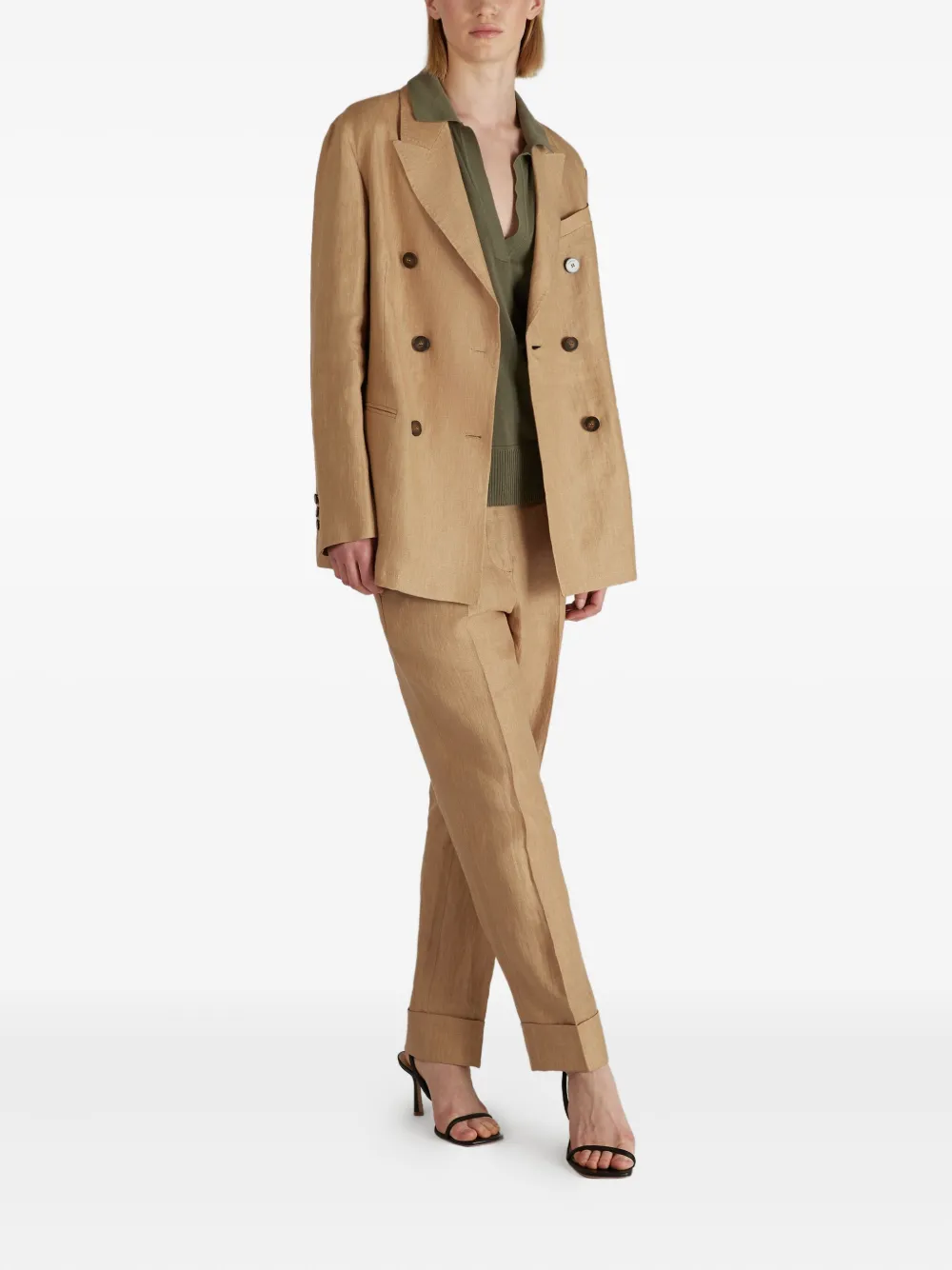 Montedoro Double-breasted Linen Blazer In Neutral