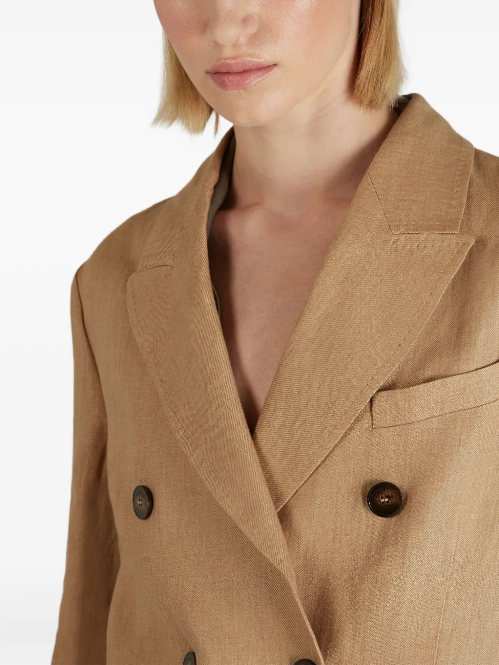 Montedoro Double-breasted Linen Blazer In Neutral