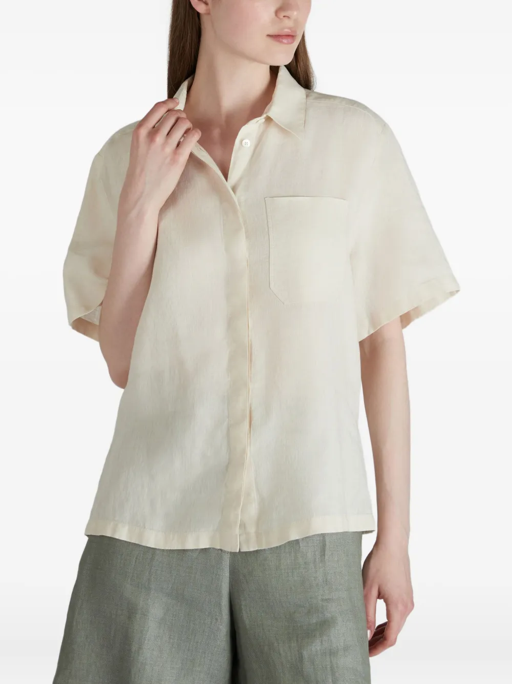 Glanshirt Pocket Linen Shirt In Neutral