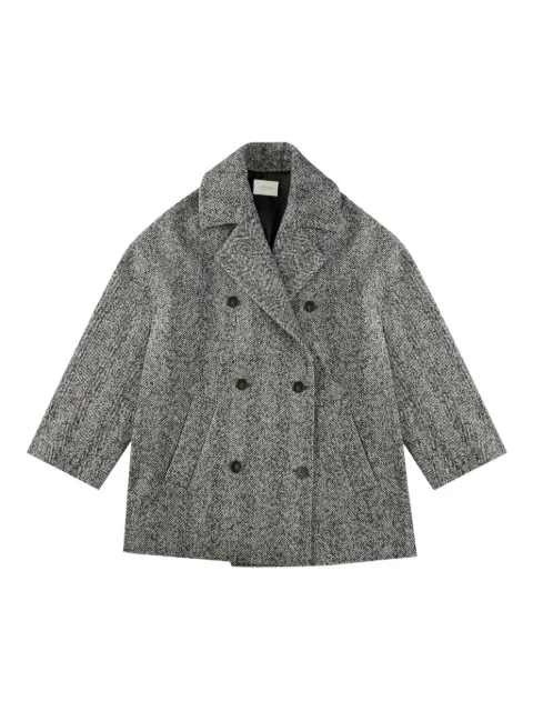 slowear herringbone double-breasted peacoat