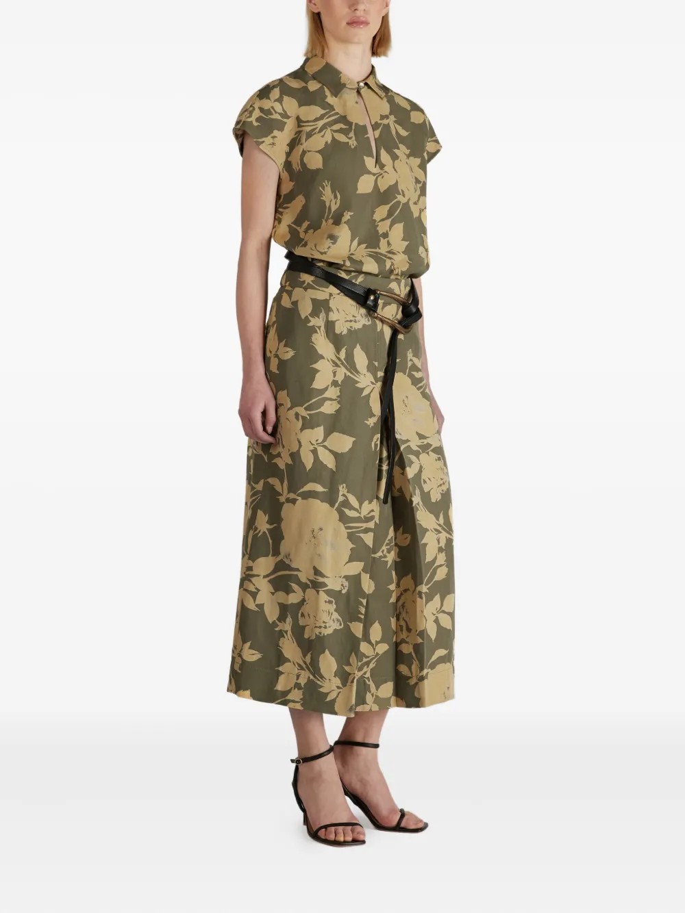 Incotex Midi-jurk met bloemenprint - Groen