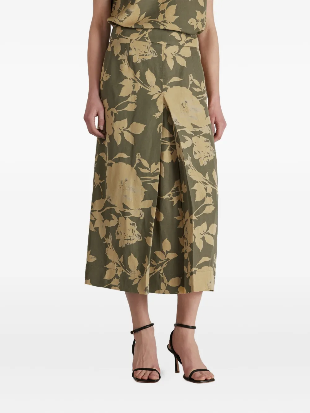 Incotex Midi-jurk met bloemenprint Groen