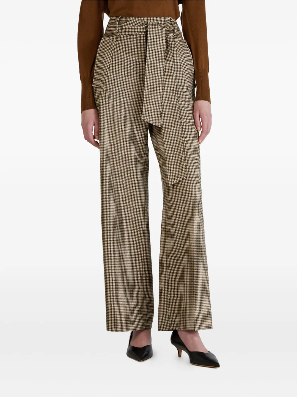 Incotex belt check trousers | Neutrals | Image 1
