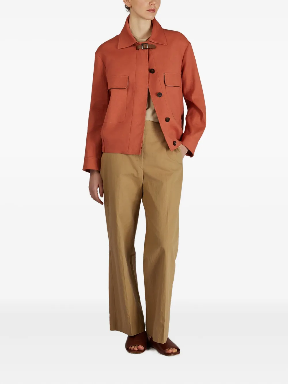 Montedoro Pocket Buckle-detail Bomber Jacket In Orange