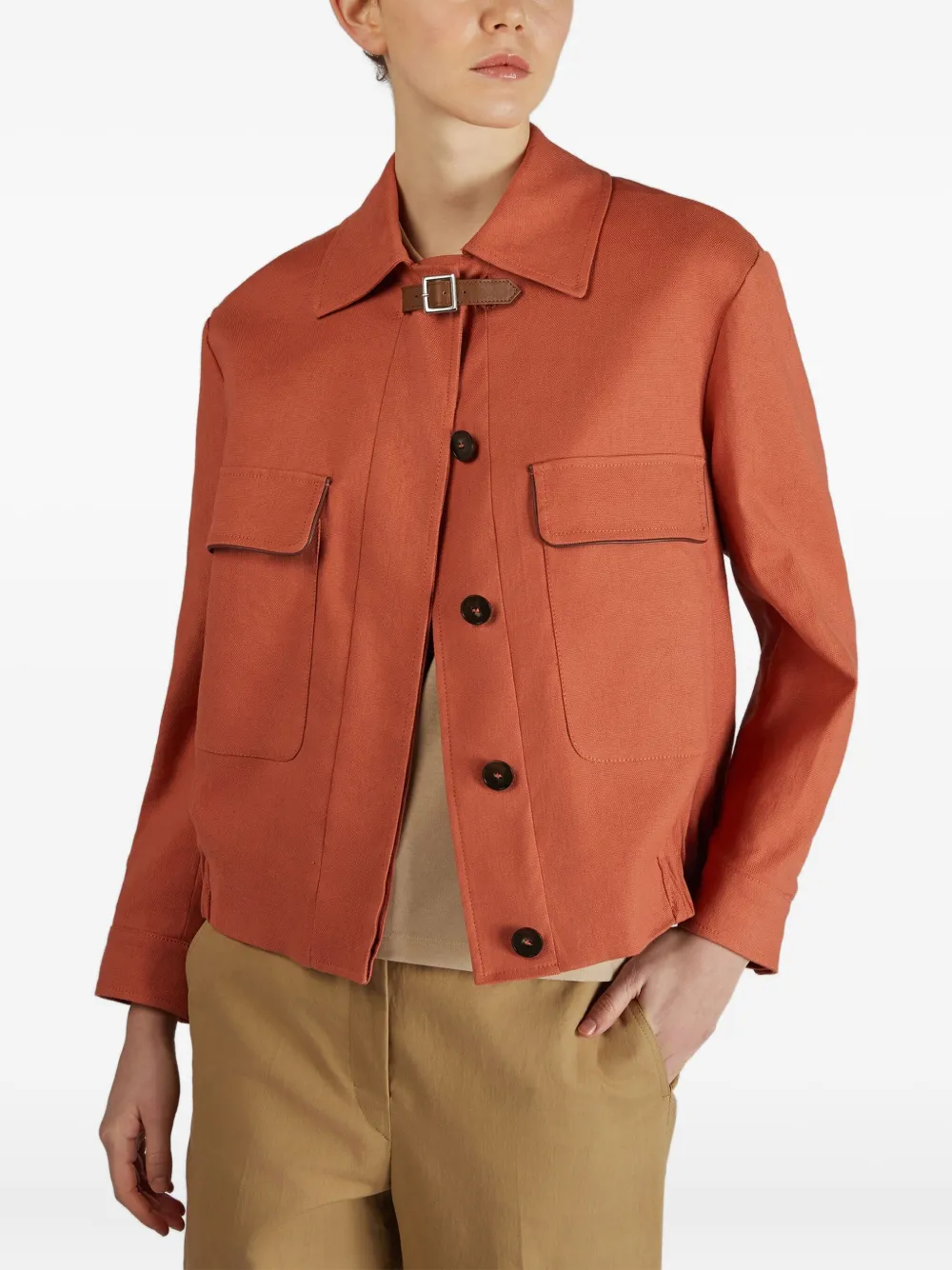 Montedoro Pocket Buckle-detail Bomber Jacket In Orange