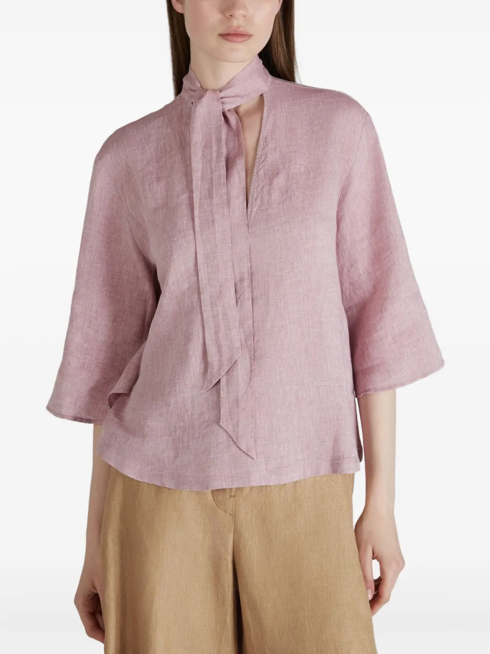 Glanshirt V-neck Blouse In Pink
