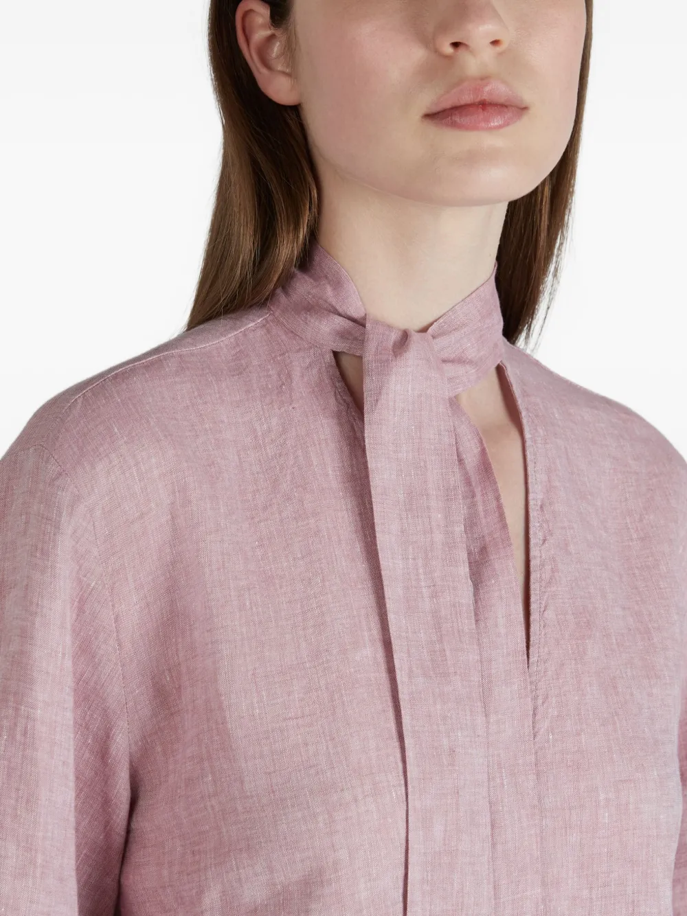 Glanshirt V-neck Blouse In Pink