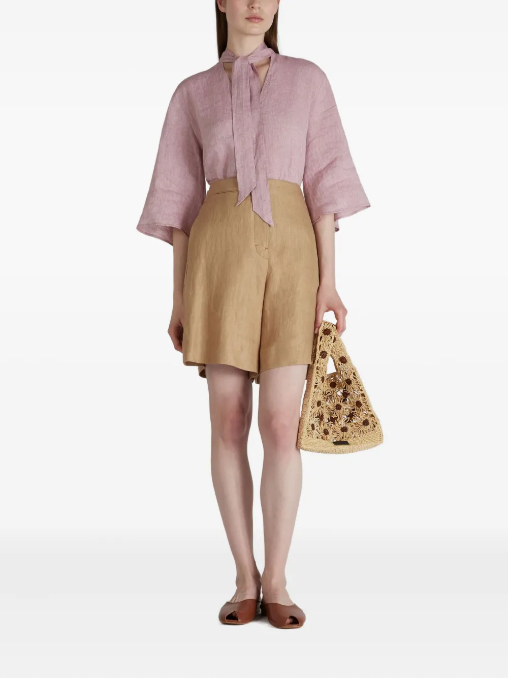 Glanshirt V-neck Blouse In Pink