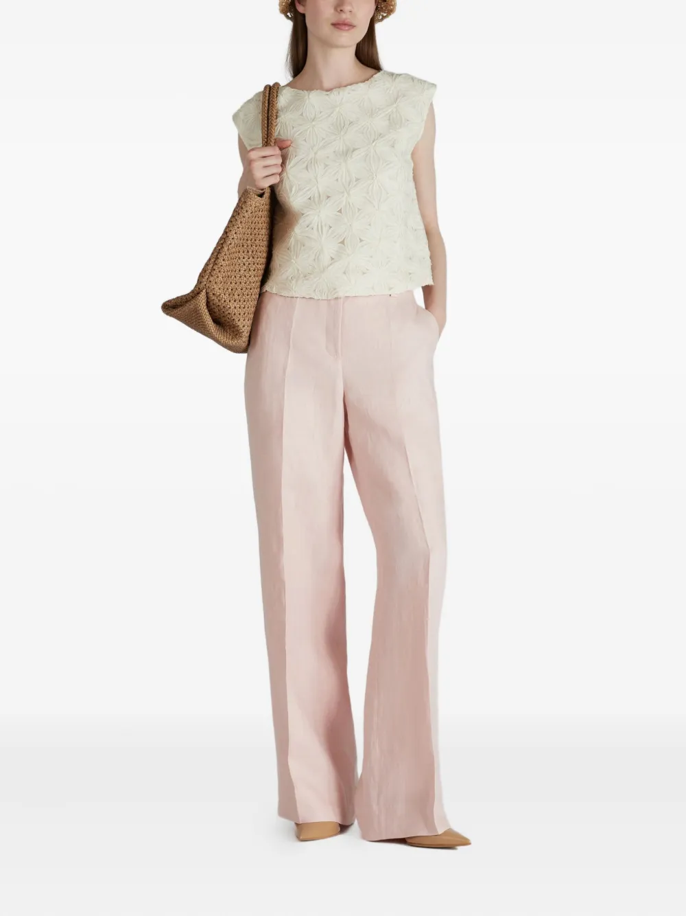 Incotex Linen Trousers In Pink