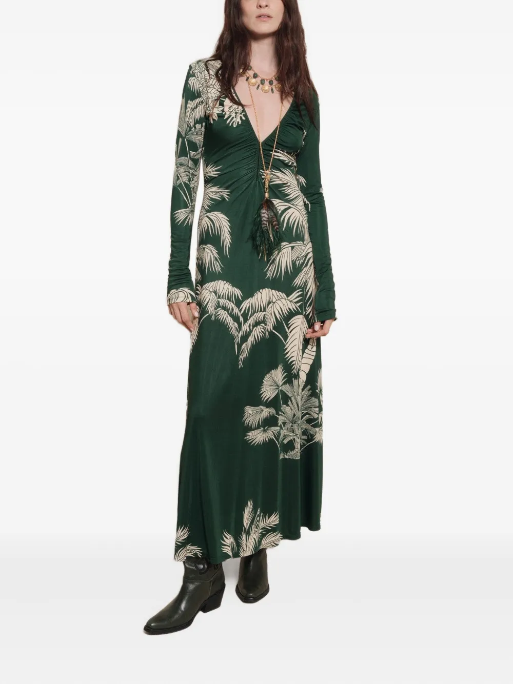 Johanna Ortiz Alma Bordada jurk met print - Groen