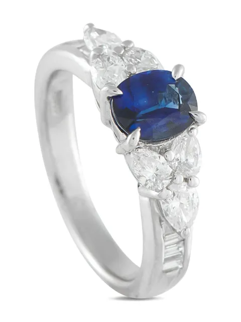 LB Exclusive anillo en platino con diamantes y zafiro