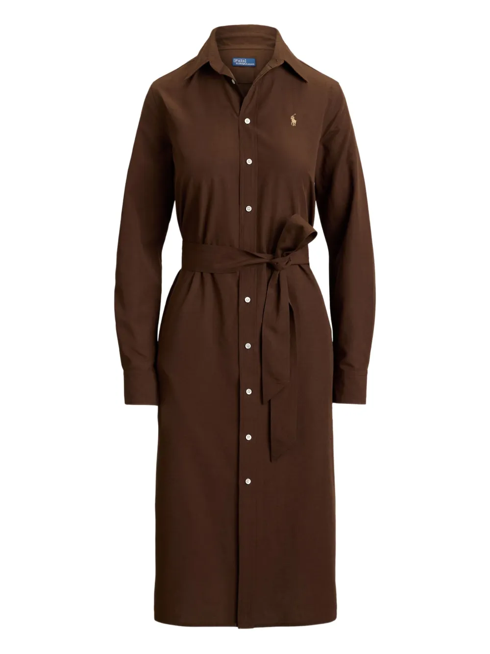 Polo Ralph Lauren Polo Pony Long-sleeved Dress In Brown
