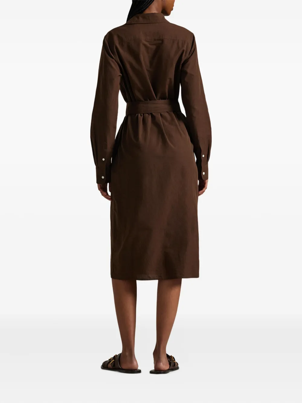 Polo Ralph Lauren Polo Pony Long-sleeved Dress In Brown