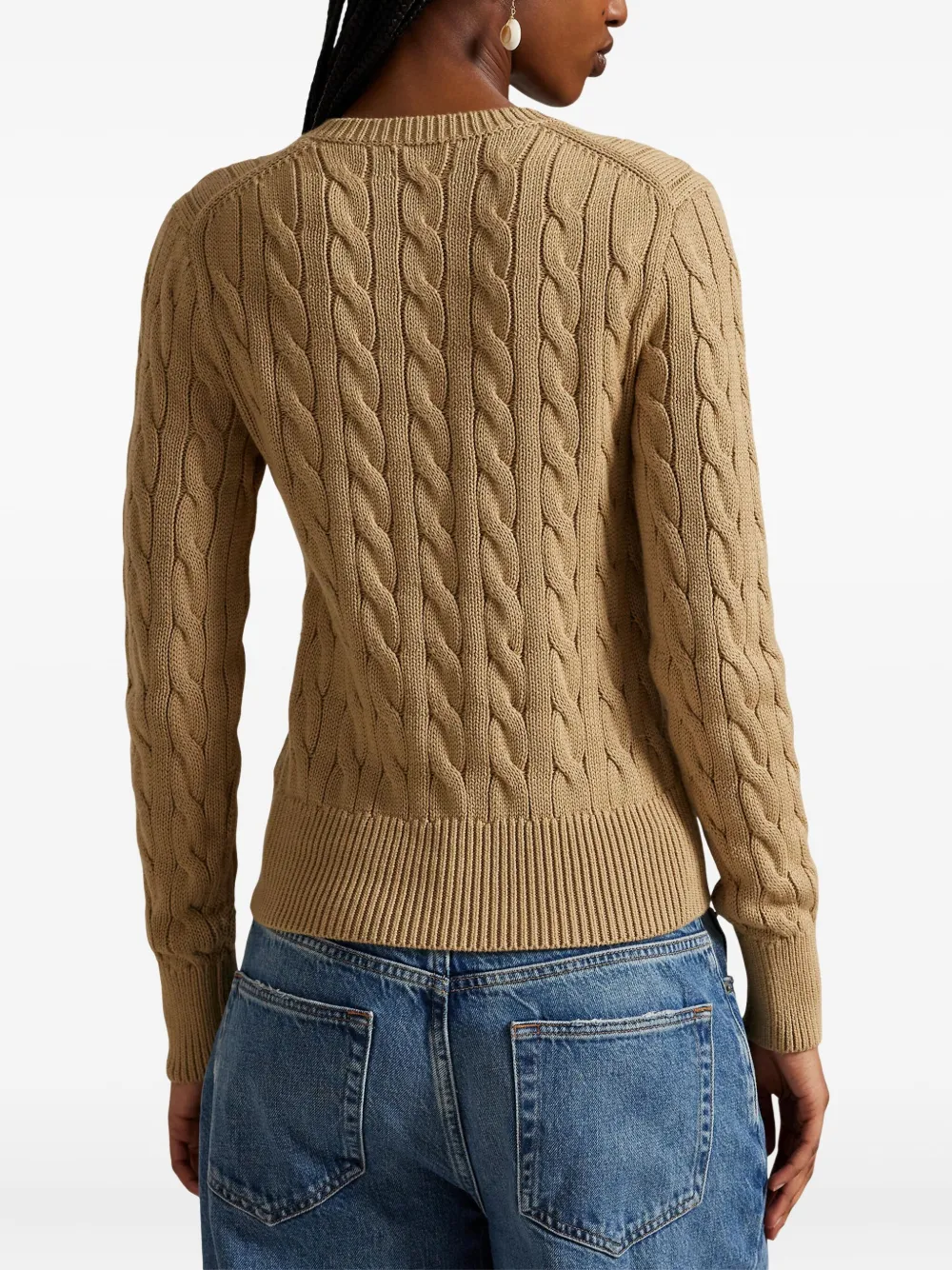 Polo Ralph Lauren Cable-knit Long-sleeve Cardigan In Neutral