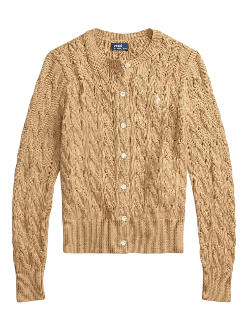 Polo Ralph Lauren Cable-knit Long-sleeve Cardigan In Neutral