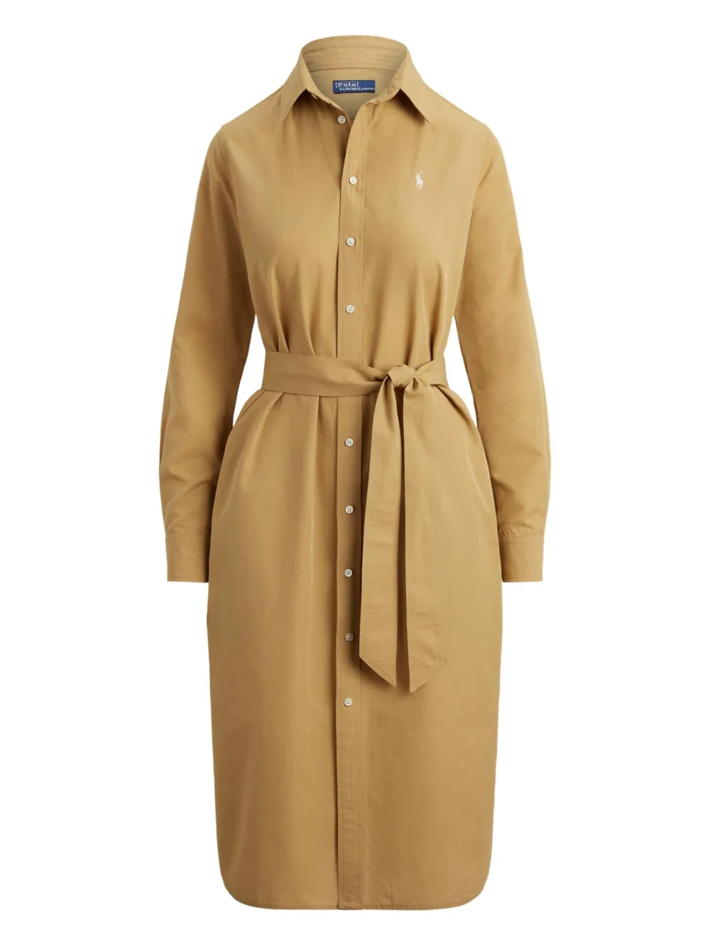 Polo Ralph Lauren Polo Pony Belted Shirt Dress In Neutral