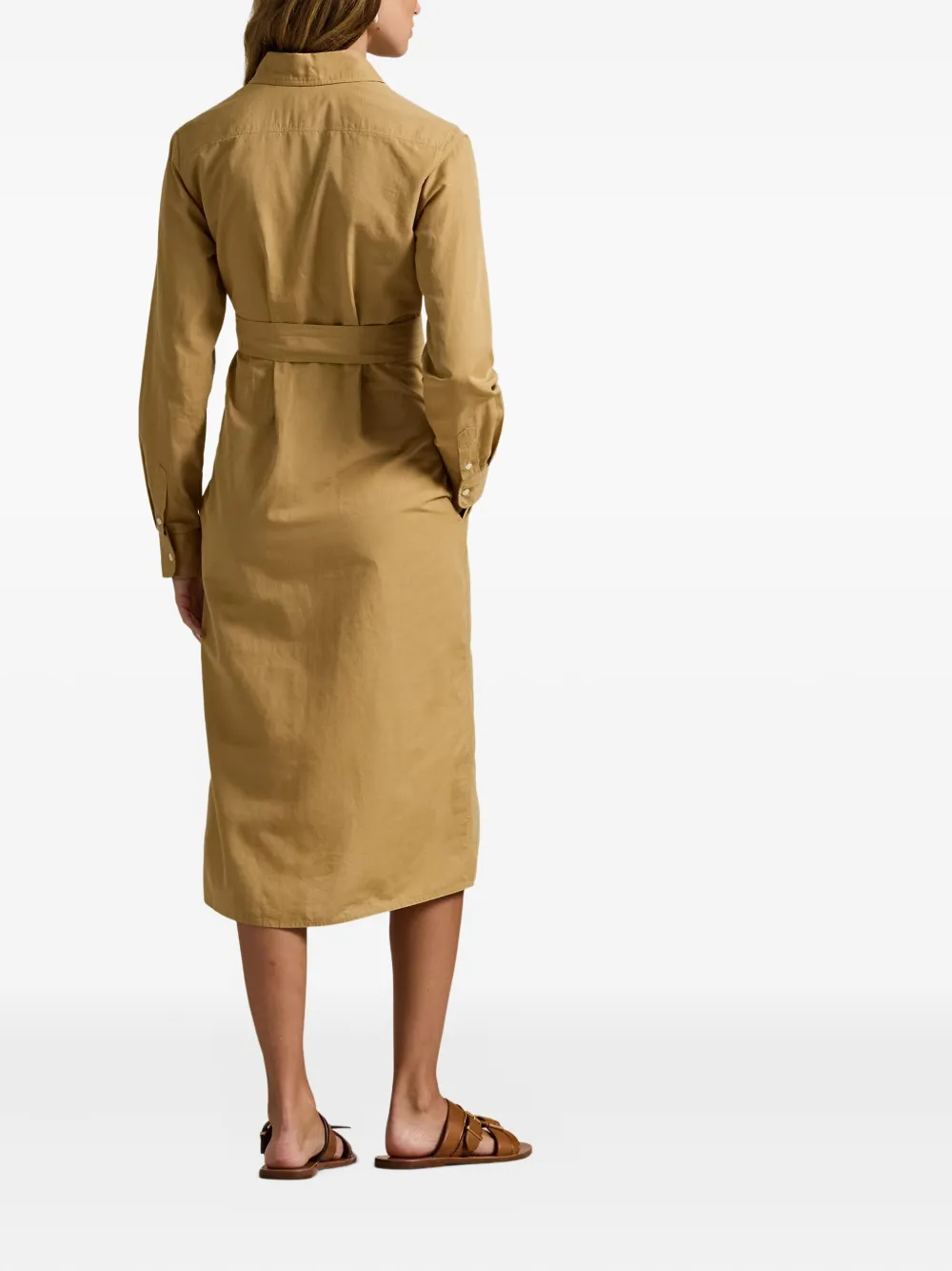 Polo Ralph Lauren Polo Pony Belted Shirt Dress In Neutral