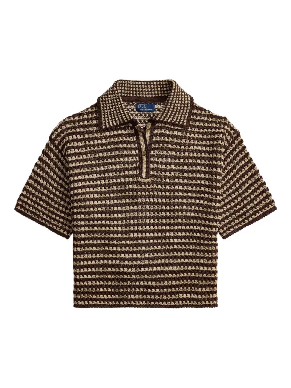 Polo Ralph Lauren Striped Short-sleeve Polo Top in Brown