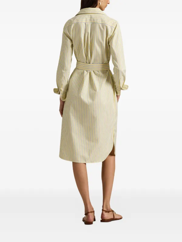 Polo Ralph Lauren Striped Belted Shirt Dress | Yellow | FARFETCH