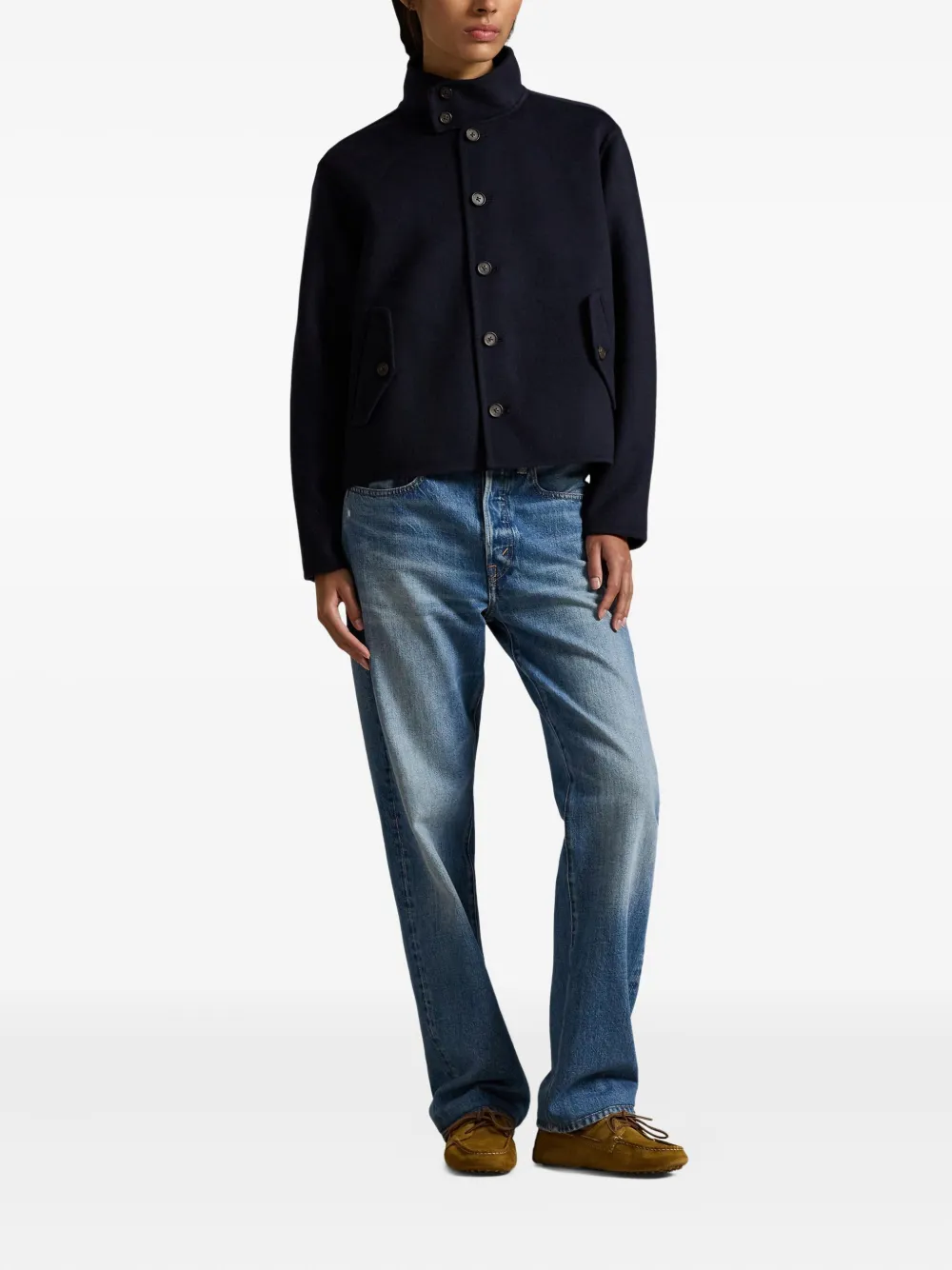 Polo Ralph Lauren Buttoned Wool Jacket In Blue