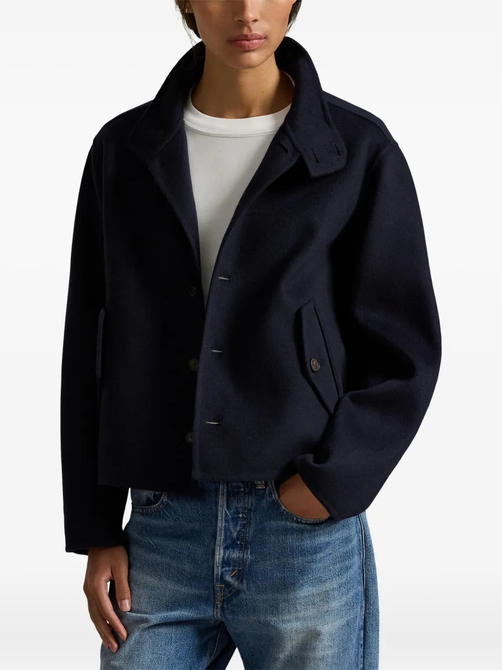 Polo Ralph Lauren Buttoned Wool Jacket In Blue