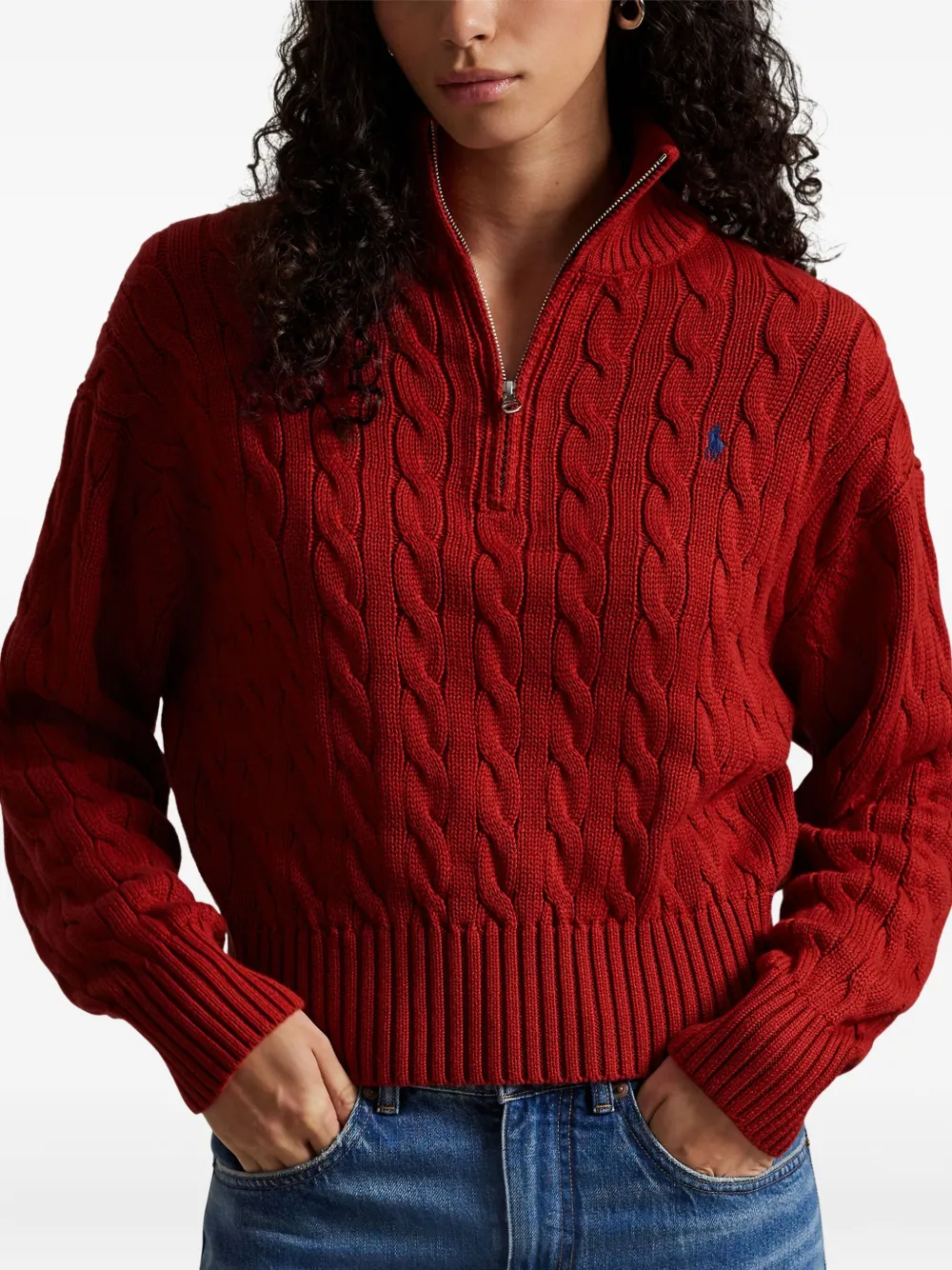 Polo Ralph Lauren Polo Pony Cable-knit Sweater In Red
