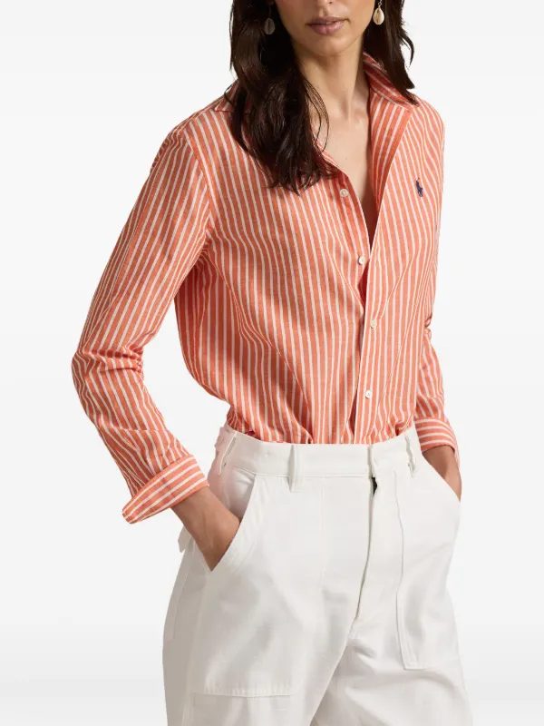 POLO RALPH LAUREN ストライプ柄シャツ リネン100% オレンジ Polo Ralph Lauren ストライプ シャツ | オレンジ | FARFETCH JP