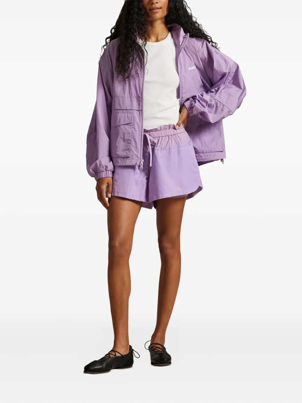 Polo Ralph Lauren Flap-pocket Logo-print Jacket In Purple