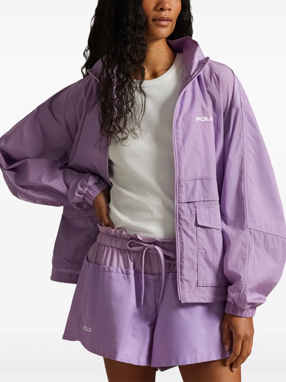 Polo Ralph Lauren Flap-pocket Logo-print Jacket In Purple