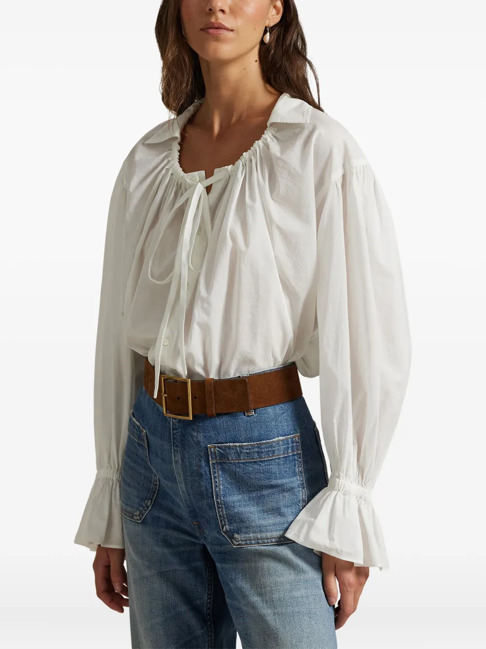 Polo Ralph Lauren Tie-fastening Long-sleeve Shirt In White