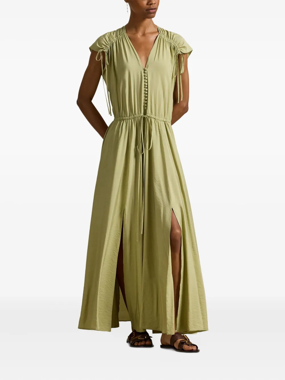 Polo Ralph Lauren V-neck Maxi Dress In Green