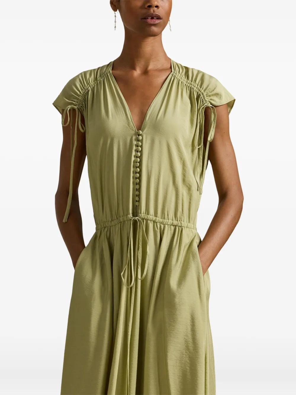 Polo Ralph Lauren V-neck Maxi Dress In Green