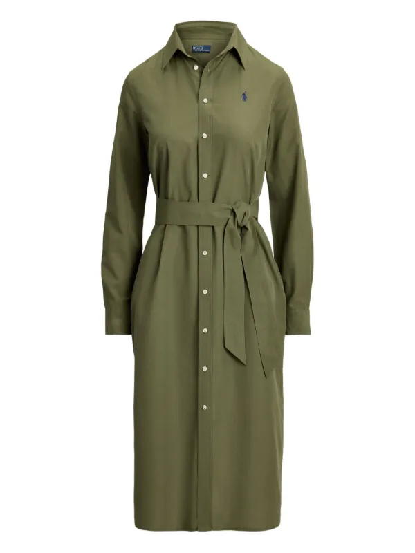 Polo Ralph Lauren Polo Pony Belted Shirt Dress in Green