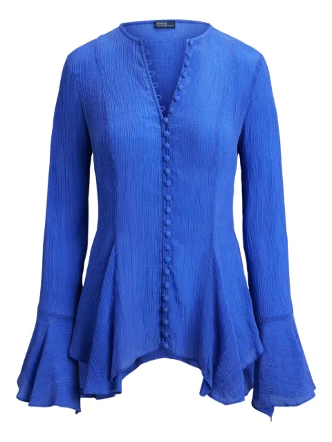 Polo Ralph Lauren V-neck crinkle-texture blouse