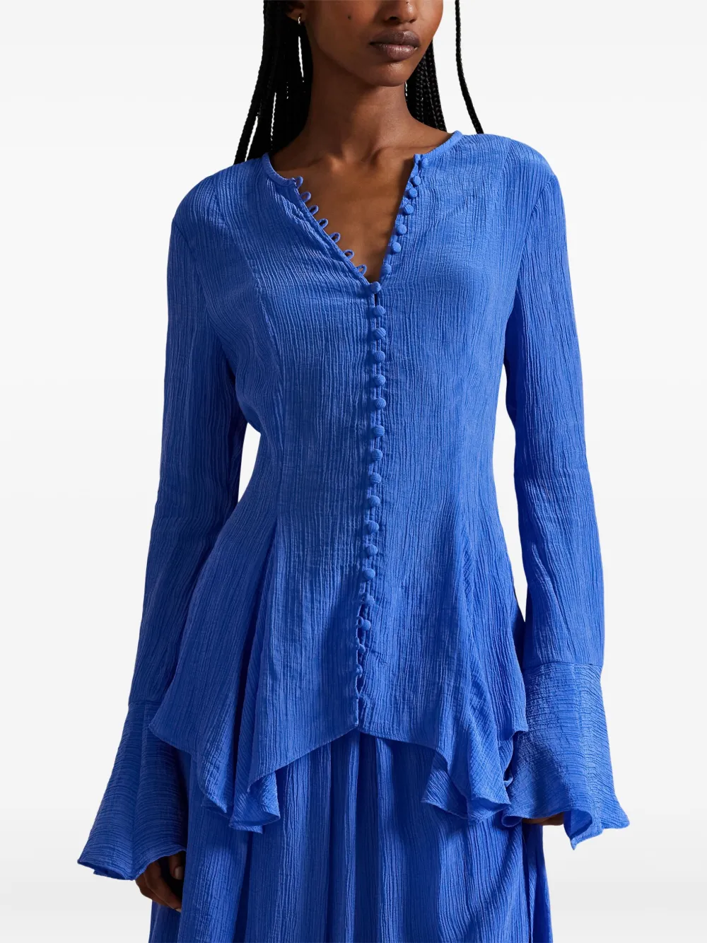 Polo Ralph Lauren Blouse met gekreukte textuur en V-hals Blauw