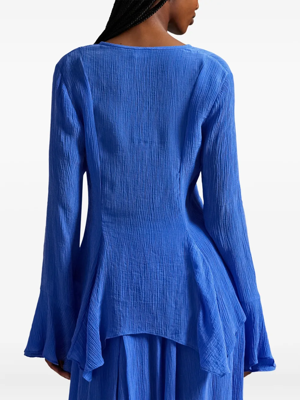 Polo Ralph Lauren Blouse met gekreukte textuur en V-hals Blauw