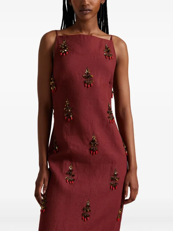 strapless open back dress Raye Deep Red Knot Detail Maxi Dress main image 0