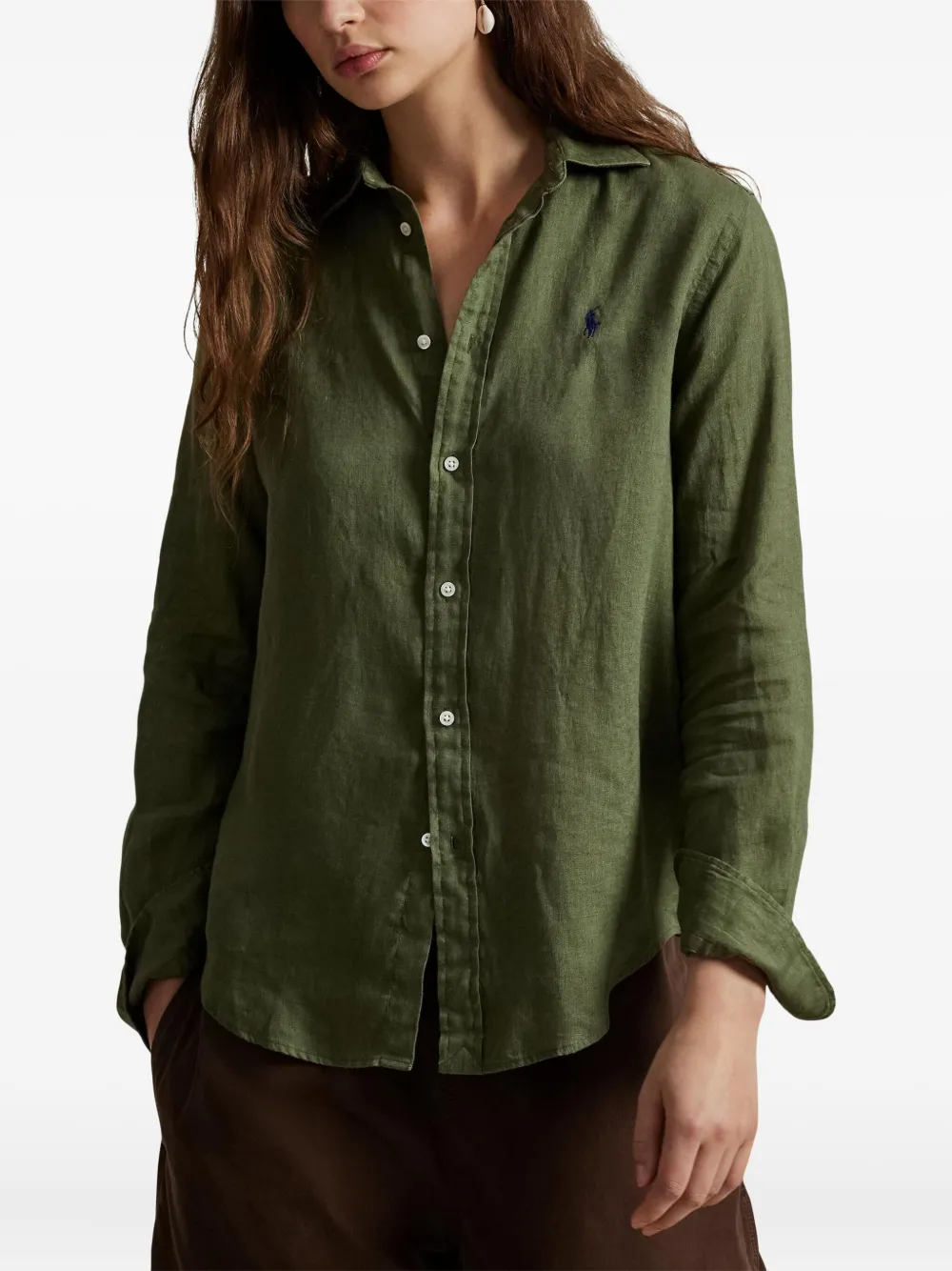 Polo Ralph Lauren Polo Pony Long-sleeved Shirt In Green