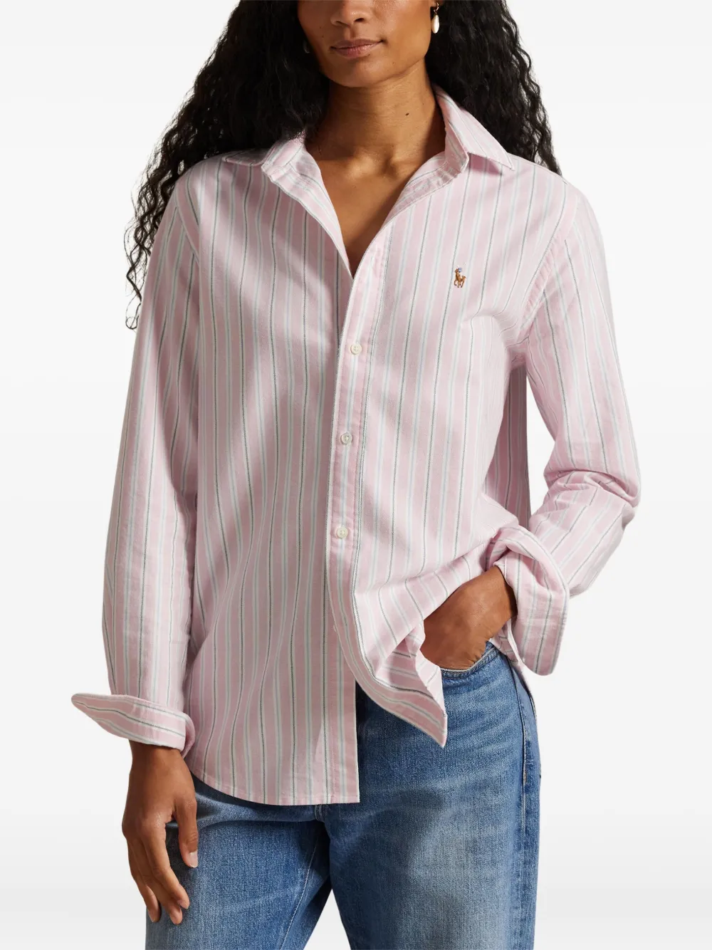 Polo Ralph Lauren Gestreept shirt met knoopsluiting Roze