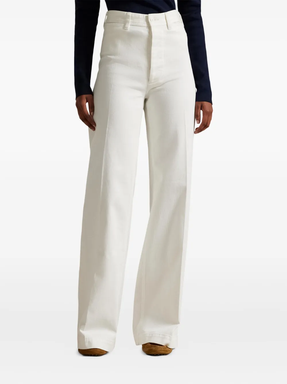 Polo Ralph Lauren High-waisted Flared Trousers In White