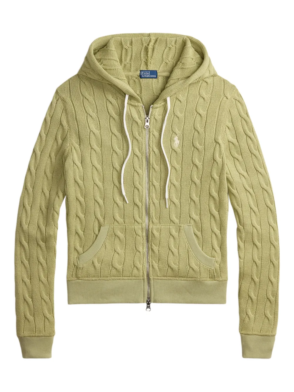 Polo Ralph Lauren Zip-up Cable-knit Hoodie In Green