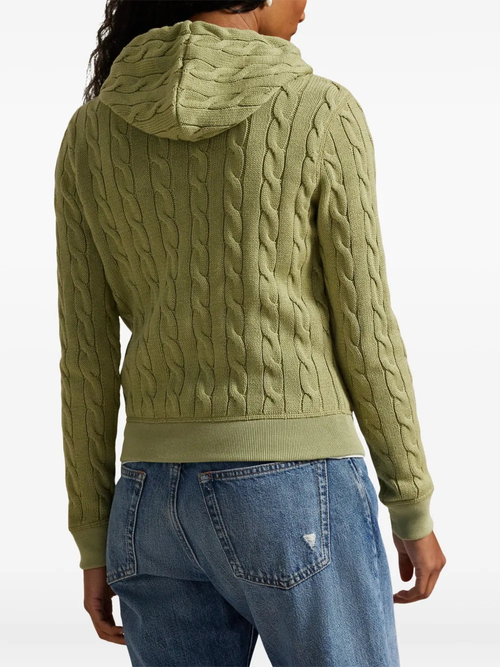 Polo Ralph Lauren Zip-up Cable-knit Hoodie In Green