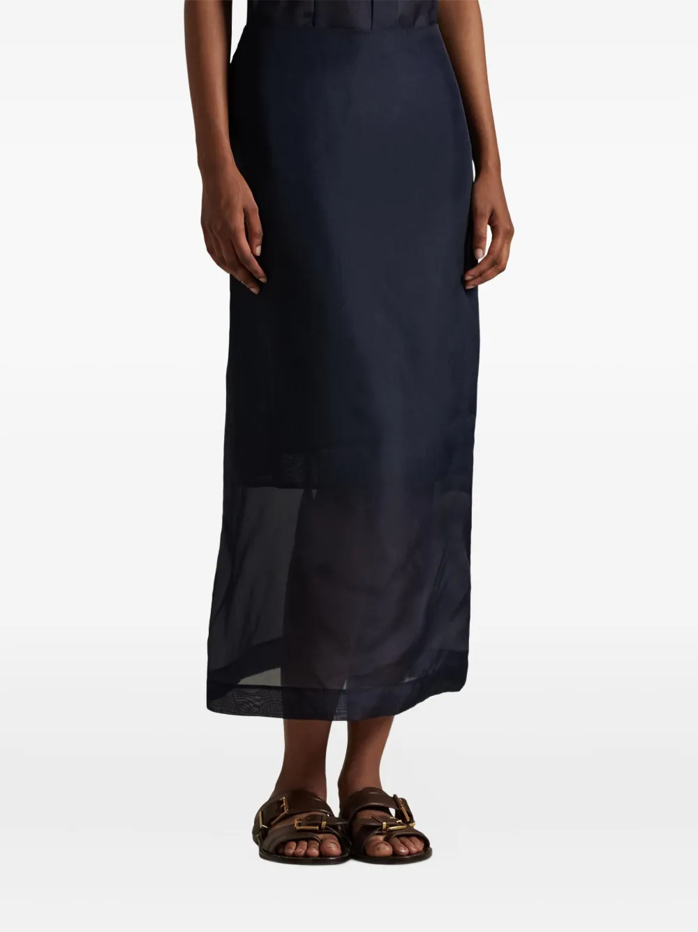 Polo Ralph Lauren Organza Pencil Skirt In Blue