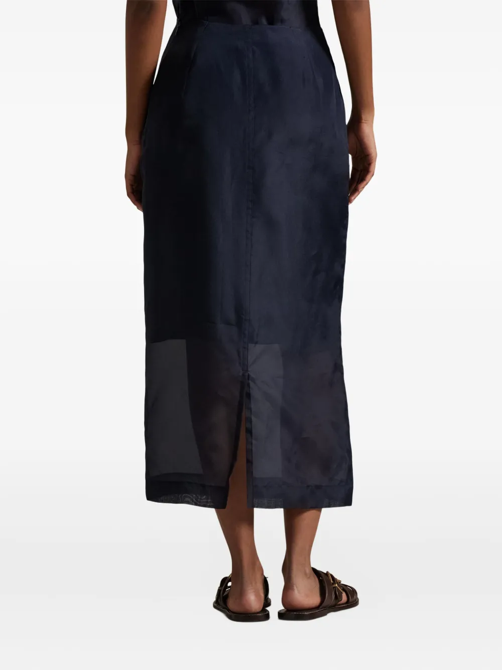 Polo Ralph Lauren Organza Pencil Skirt In Blue