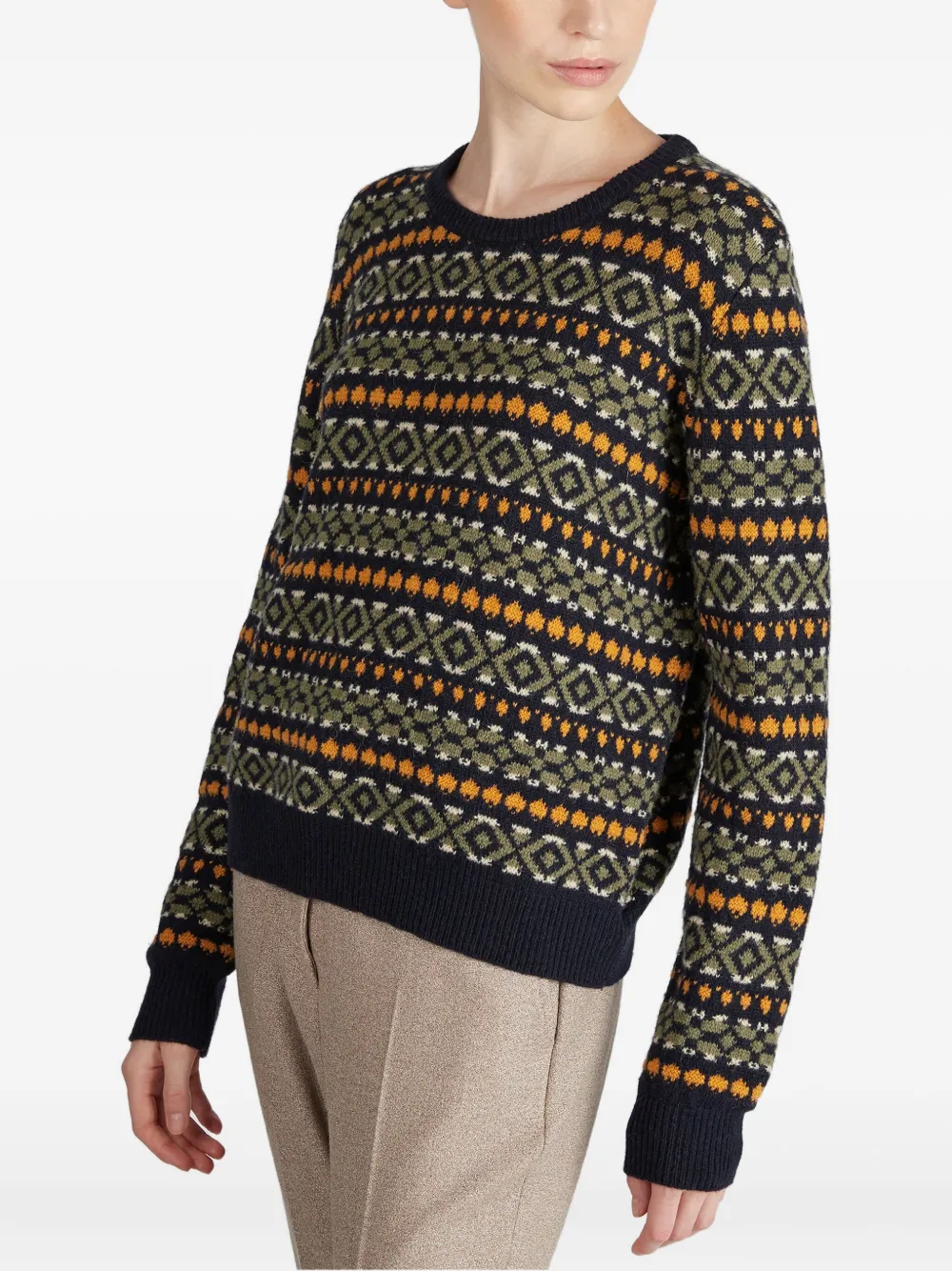 Zanone Jacquard Crew-neck Sweater In Multi