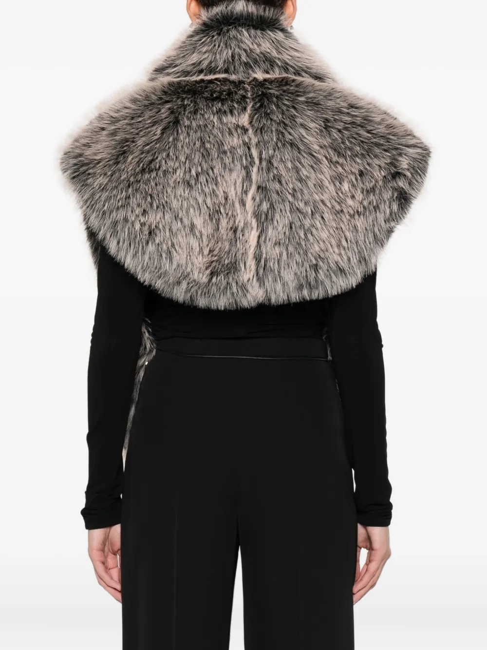 Patrizia Pepe Faux Fur Tie Scarf In Neutral
