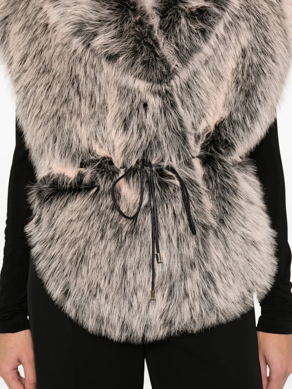 Patrizia Pepe Faux Fur Tie Scarf In Neutral