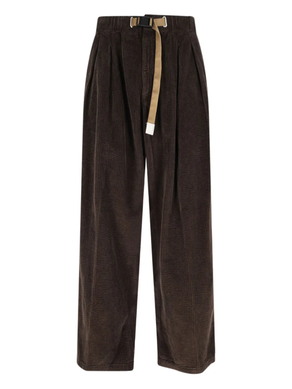 White Sand Corduroy Belted Trousers In Brown