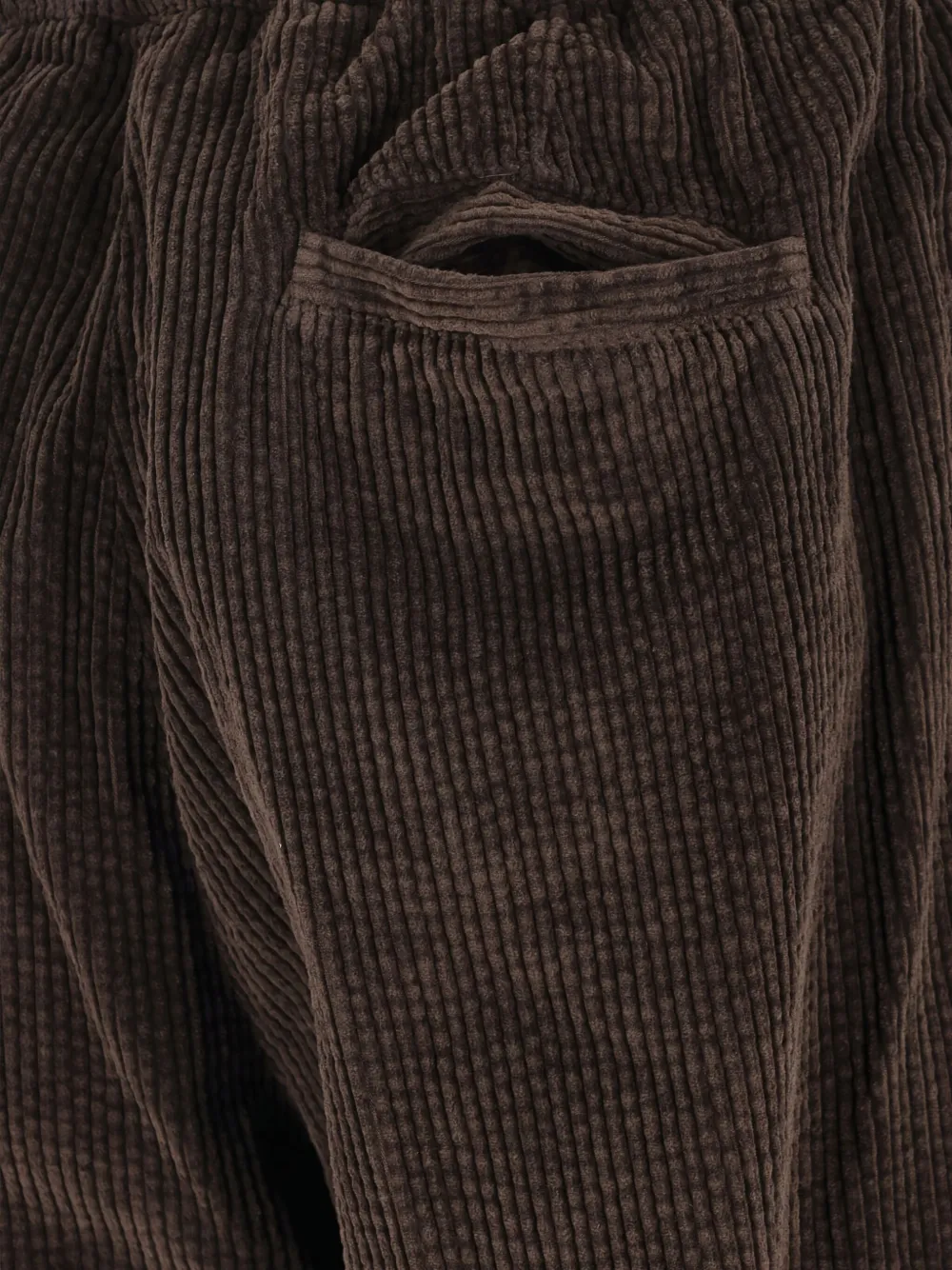 White Sand Corduroy Belted Trousers In Brown